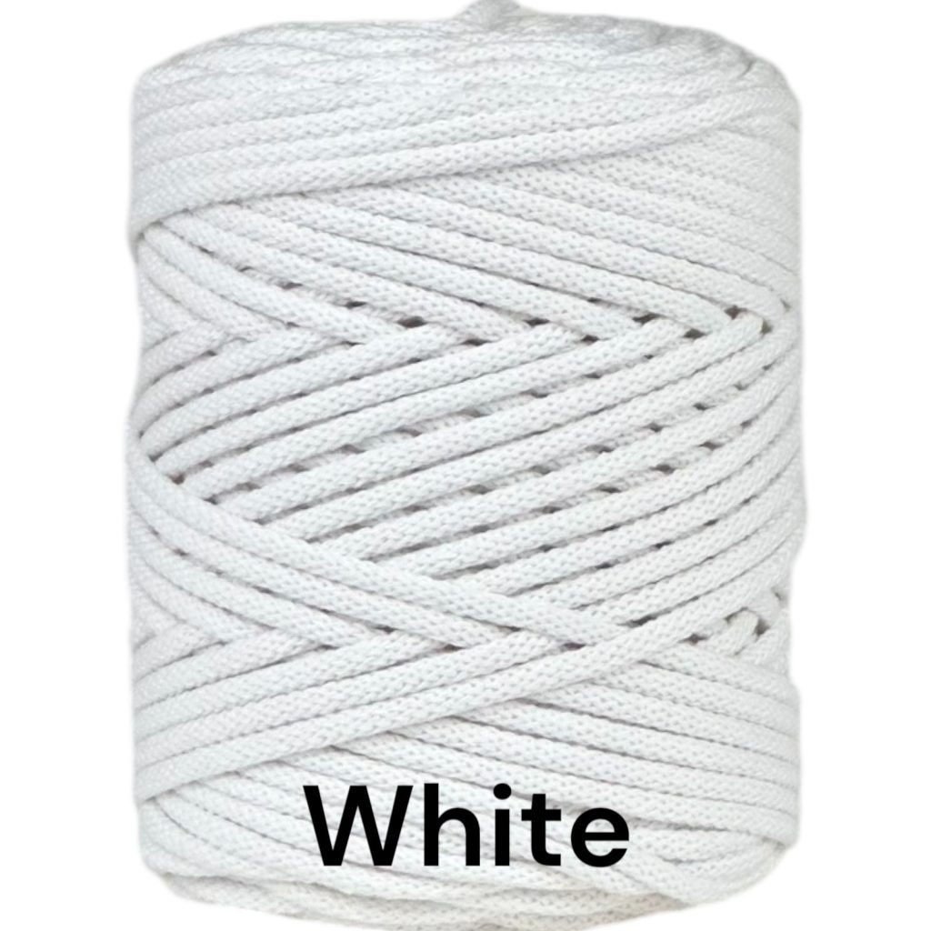 White 5mm braided cotton cord by Cotcord